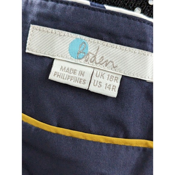 NWOT Boden sz 14R Pleated Large Polka Dot Lined Navy White Skirt 2 Pockets Midi - Picture 3 of 10